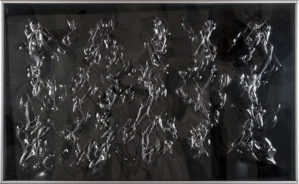 Visuelle Klangräume - schwarz, Acrylglas:Alu:Glas, 40 x 65 cm