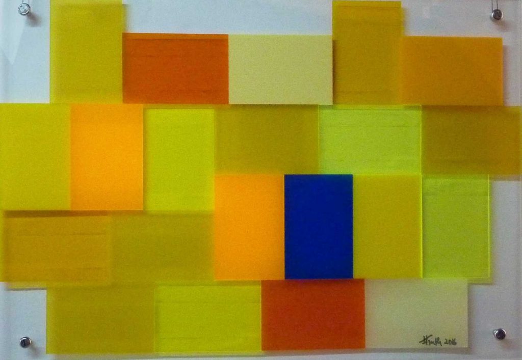 Klangfeld gelb, Acrylglas,43 x 60 cm